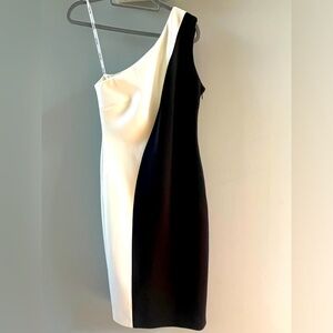 One shoulder cocktail dress.